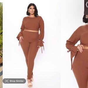 Two piece brown Fashionnova set